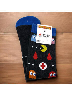 Red Cross X Pac-Man Socks OSFM NEW with Tags! Collectible